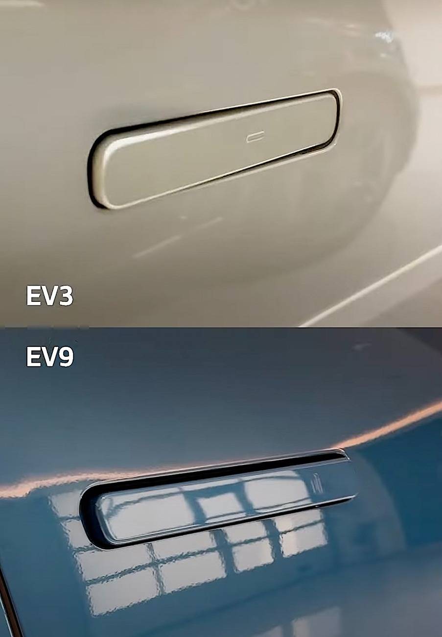 Kia EV3 EV3 vs. EV9 comparison side by side photos door handle EV3 vs. EV9 comparison side by side photos pics 18