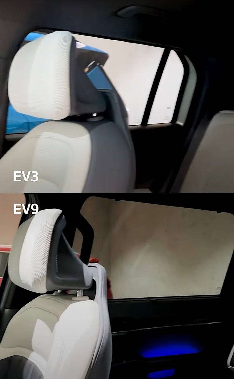 Kia EV3 EV3 vs. EV9 comparison side by side photos headrest EV3 vs. EV9 comparison side by side photos pics 13