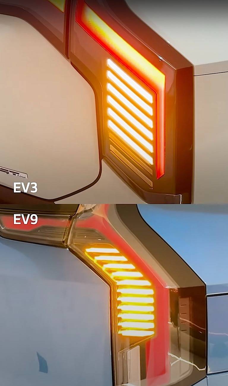 Kia EV3 EV3 vs. EV9 comparison side by side photos led brake tail lights EV3 vs. EV9 comparison side by side photos pics 12