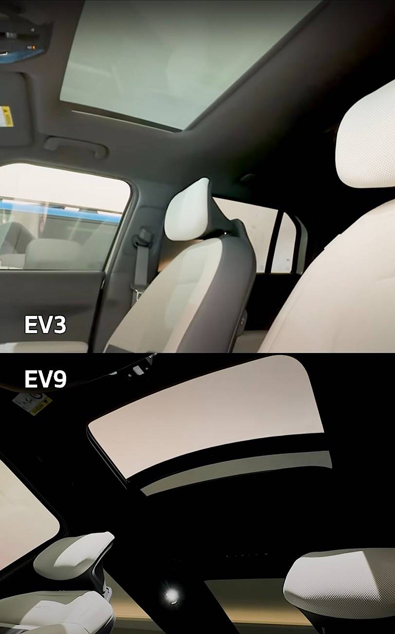 Kia EV3 EV3 vs. EV9 comparison side by side photos moonroof sunroof EV3 vs. EV9 comparison side by side photos pics 5