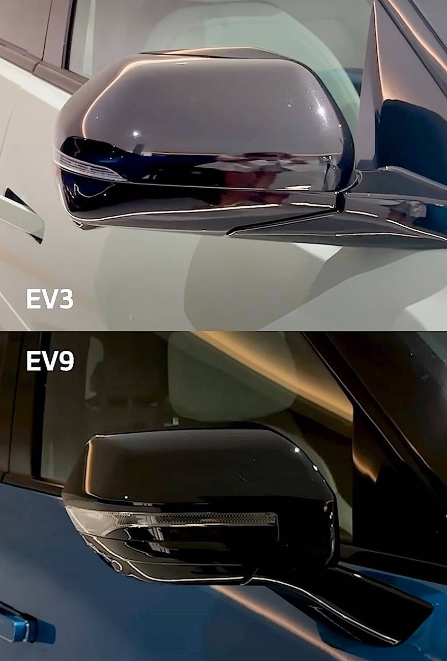 Kia EV3 EV3 vs. EV9 comparison side by side photos side view mirror EV3 vs. EV9 comparison side by side photos pics 3