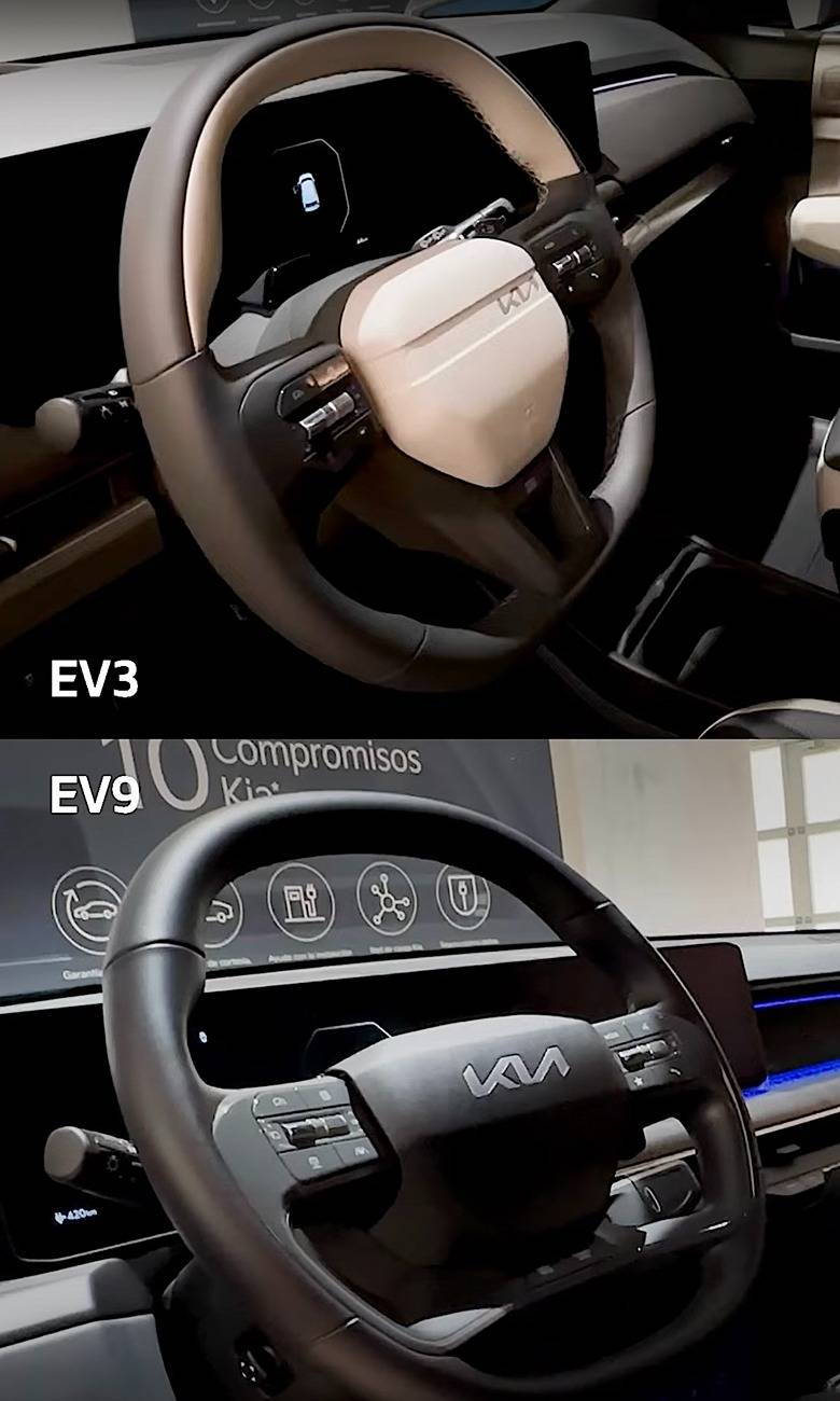 Kia EV3 EV3 vs. EV9 comparison side by side photos steering wheel EV3 vs. EV9 comparison side by side photos pics 6